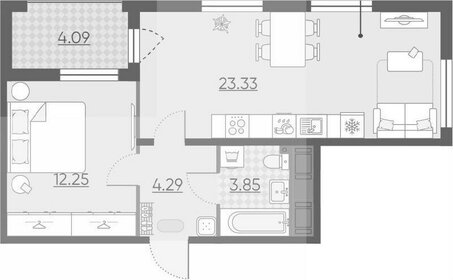 Квартира 45,8 м², 1-комнатная - изображение 1