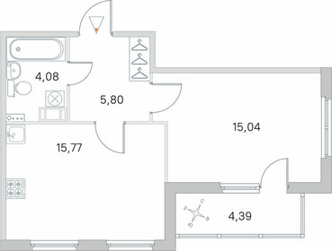 Квартира 42,9 м², 1-комнатная - изображение 1