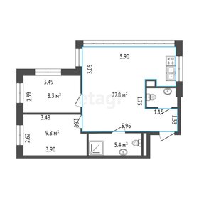 Квартира 52,7 м², 2-комнатные - изображение 1