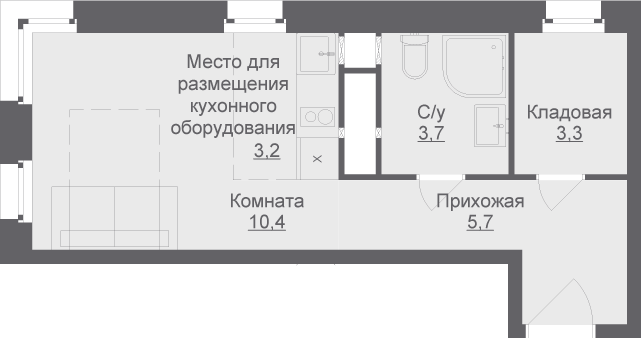 26,3 м², апартаменты-студия 5 512 824 ₽ - изображение 1