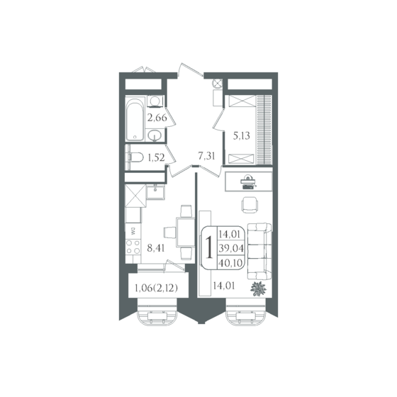 53,3 м², 1-комнатная квартира 7 350 000 ₽ - изображение 93