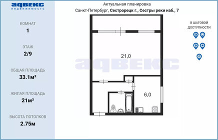 31 м², 1-комнатная квартира 6 250 000 ₽ - изображение 46