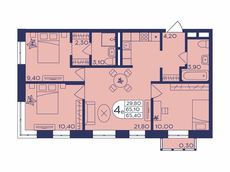 65,4 м², 3-комнатная квартира 11 281 500 ₽ - изображение 13
