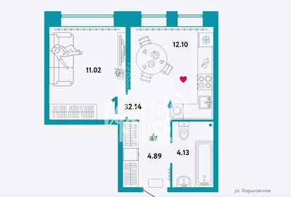 Квартира 34,1 м², 1-комнатная - изображение 1