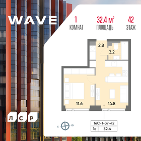 32,4 м², 1-комнатная квартира 14 595 616 ₽ - изображение 26