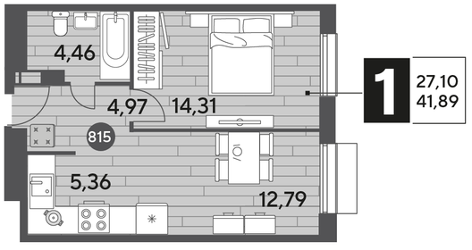 41,9 м², 1-комнатная квартира 6 614 431 ₽ - изображение 24