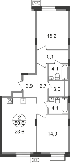 80,6 м², 2-комнатная квартира 18 455 724 ₽ - изображение 1