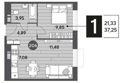 37,3 м², 1-комнатная квартира 6 246 825 ₽ - изображение 24