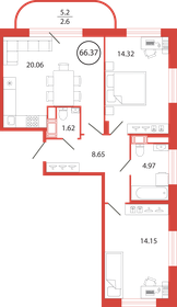 65,9 м², 2-комнатная квартира 12 212 299 ₽ - изображение 12