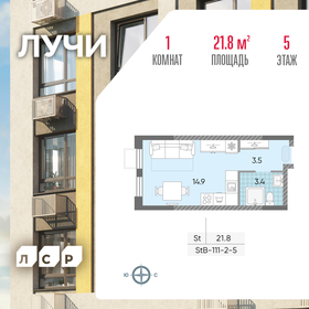 Квартира 21,8 м², студия - изображение 1