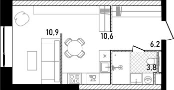 Квартира 31,5 м², студия - изображение 1