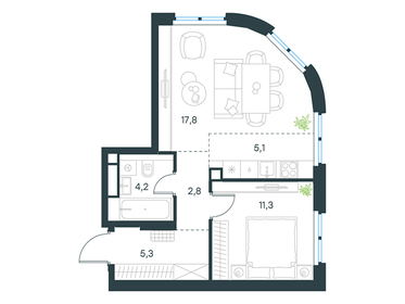 46,5 м², 2-комнатная квартира 19 315 604 ₽ - изображение 1