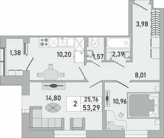 Квартира 53,3 м², 2-комнатная - изображение 1