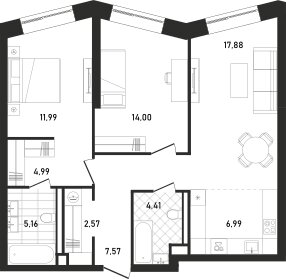 68,7 м², 3-комнатные апартаменты 45 000 000 ₽ - изображение 91