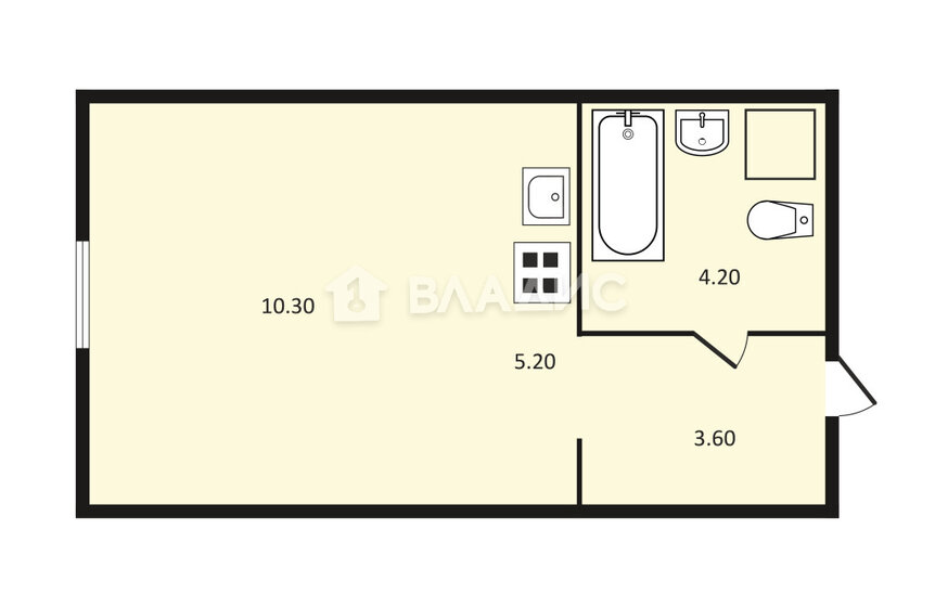 23,3 м², квартира-студия 5 100 000 ₽ - изображение 1