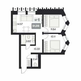 Квартира 51,1 м², 2-комнатные - изображение 1