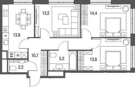 73,1 м², 3-комнатная квартира 22 500 000 ₽ - изображение 74