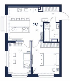 Квартира 55,3 м², 2-комнатная - изображение 1