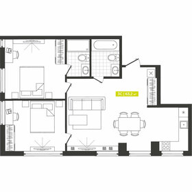 Квартира 63,2 м², 3-комнатные - изображение 1