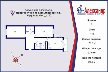 Квартира 62,6 м², 2-комнатная - изображение 1