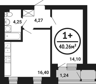 Квартира 40,3 м², 1-комнатная - изображение 1