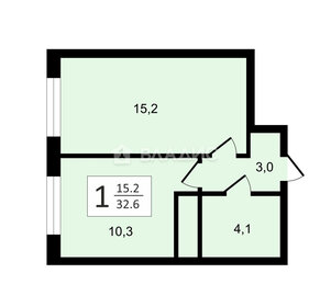 Квартира 32,6 м², 1-комнатная - изображение 1