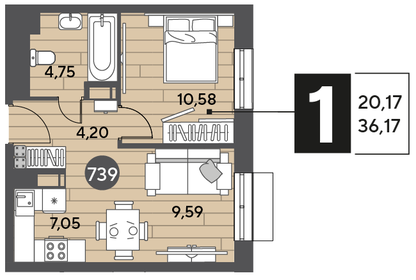 36,2 м², 1-комнатная квартира 6 116 347 ₽ - изображение 27