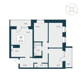 Квартира 96,3 м², 4-комнатная - изображение 1