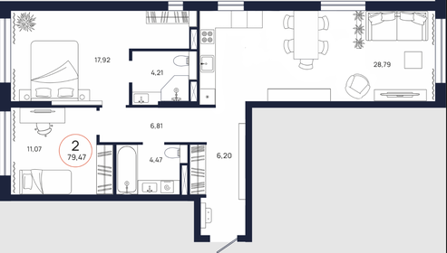 83,2 м², 2-комнатная квартира 10 104 000 ₽ - изображение 29