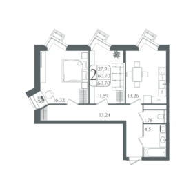 Квартира 60,7 м², студия - изображение 1