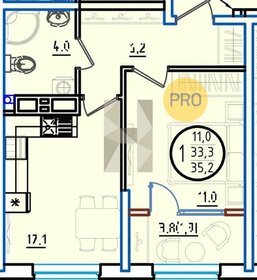 Квартира 35,2 м², 1-комнатная - изображение 1