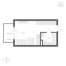Квартира 25,4 м², студия - изображение 3