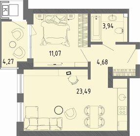 Квартира 44,5 м², 1-комнатная - изображение 1