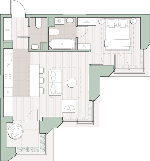 50,6 м², 1-комнатная квартира 19 456 350 ₽ - изображение 46