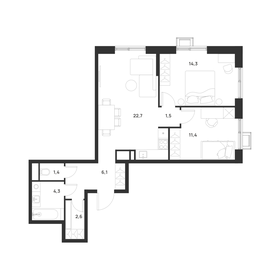 Квартира 64,3 м², 2-комнатная - изображение 2