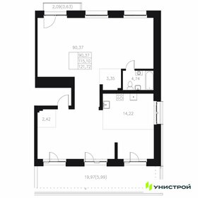 Квартира 121,7 м², 1-комнатная - изображение 1