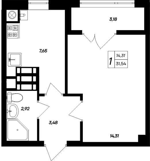 30,6 м², 1-комнатная квартира 4 372 940 ₽ - изображение 23