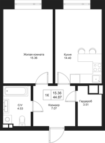 Квартира 44,9 м², 1-комнатная - изображение 1