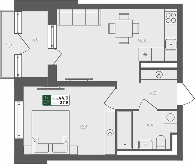 45,3 м², 2-комнатная квартира 4 500 000 ₽ - изображение 105