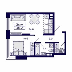 Квартира 40,2 м², 2-комнатная - изображение 2