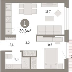 Квартира 39,8 м², 1-комнатная - изображение 3
