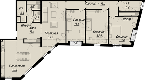 Квартира 196 м², 3-комнатная - изображение 1