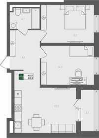 Квартира 66 м², 2-комнатная - изображение 1