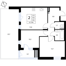 Квартира 58,6 м², 2-комнатная - изображение 2