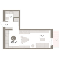 Квартира 37 м², студия - изображение 2