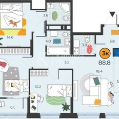 Квартира 88 м², 3-комнатная - изображение 2