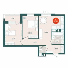 Квартира 65,4 м², 2-комнатная - изображение 1