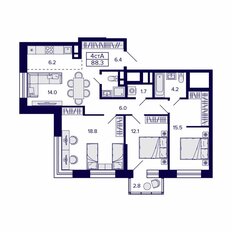 Квартира 88,3 м², 4-комнатная - изображение 2