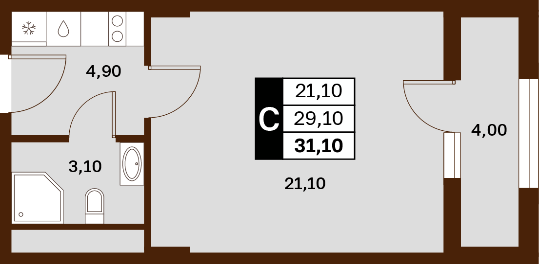 55 м², 1-комнатная квартира 3 950 000 ₽ - изображение 69