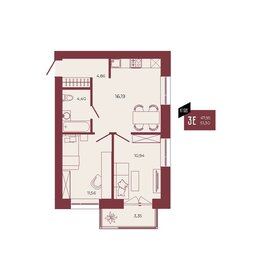 Квартира 51,3 м², 3-комнатная - изображение 1